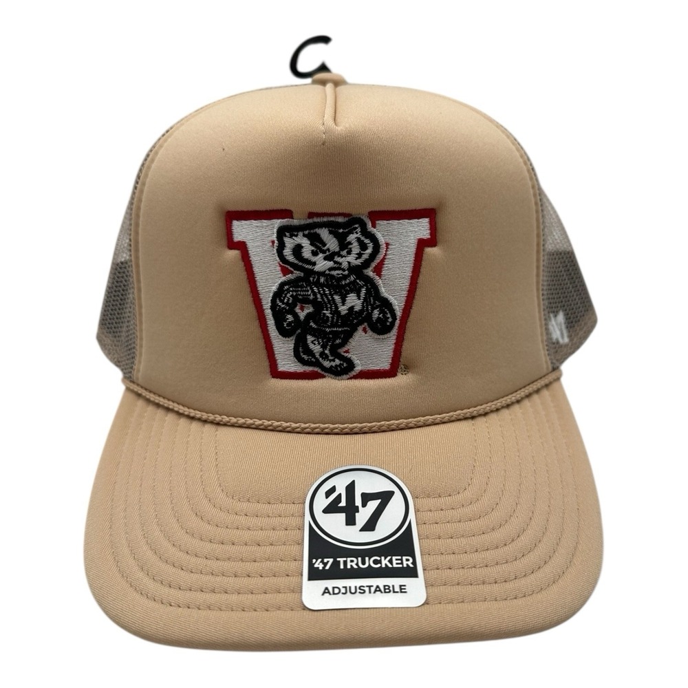 '47 Brand Wisconsin Badgers Trucker‎ Hat Cap Foam Throwback Logo Bucky Snapback